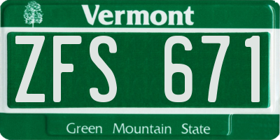 VT license plate ZFS671