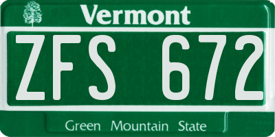 VT license plate ZFS672