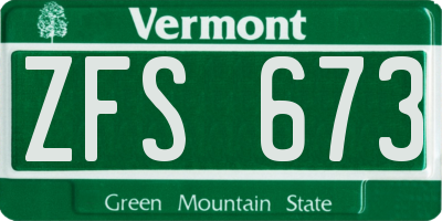 VT license plate ZFS673