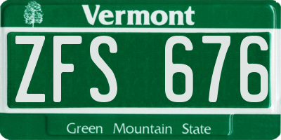 VT license plate ZFS676