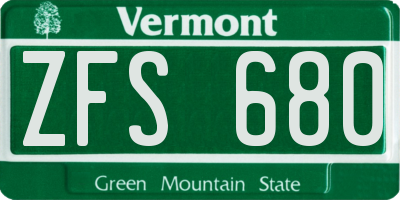 VT license plate ZFS680