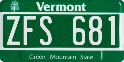 VT license plate ZFS681