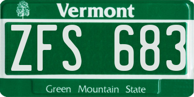 VT license plate ZFS683