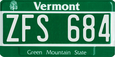 VT license plate ZFS684