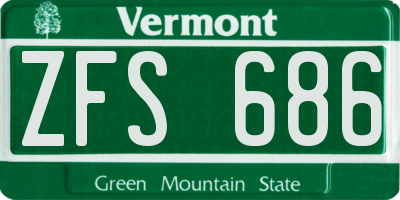 VT license plate ZFS686