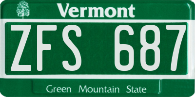 VT license plate ZFS687