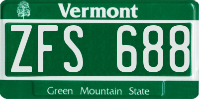 VT license plate ZFS688