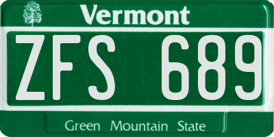 VT license plate ZFS689