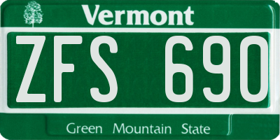 VT license plate ZFS690