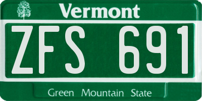 VT license plate ZFS691