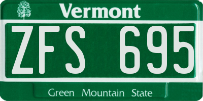 VT license plate ZFS695