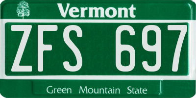 VT license plate ZFS697