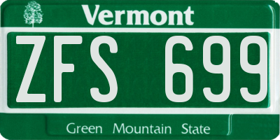 VT license plate ZFS699