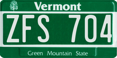 VT license plate ZFS704