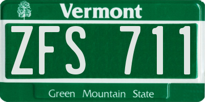 VT license plate ZFS711