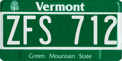 VT license plate ZFS712