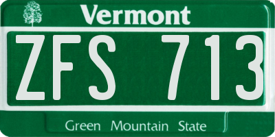 VT license plate ZFS713