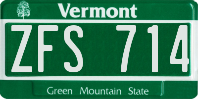 VT license plate ZFS714