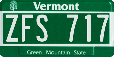 VT license plate ZFS717
