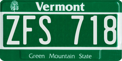 VT license plate ZFS718