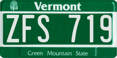 VT license plate ZFS719