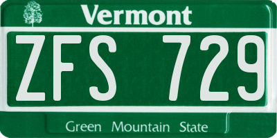 VT license plate ZFS729