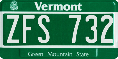 VT license plate ZFS732