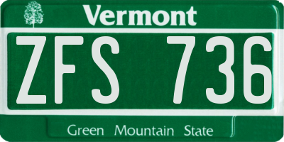 VT license plate ZFS736