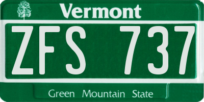 VT license plate ZFS737