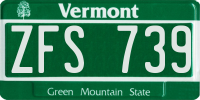 VT license plate ZFS739