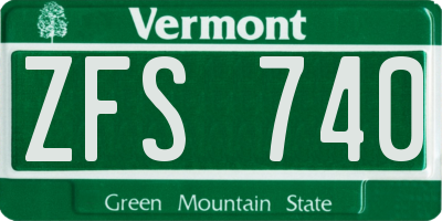VT license plate ZFS740
