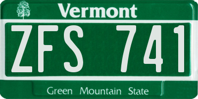 VT license plate ZFS741