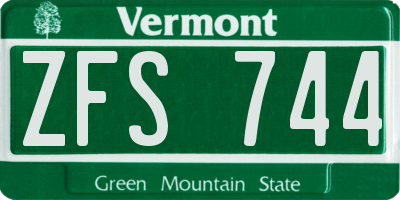 VT license plate ZFS744