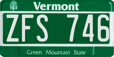 VT license plate ZFS746