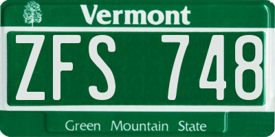 VT license plate ZFS748