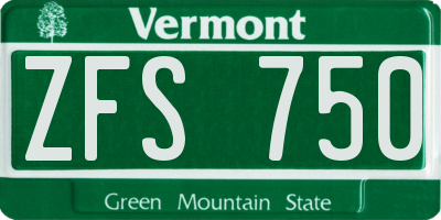 VT license plate ZFS750