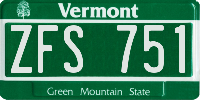 VT license plate ZFS751