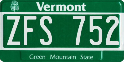 VT license plate ZFS752
