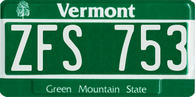 VT license plate ZFS753