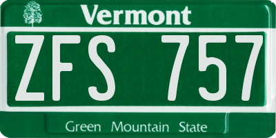 VT license plate ZFS757