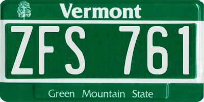 VT license plate ZFS761