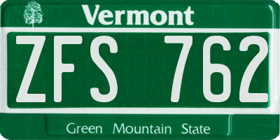 VT license plate ZFS762