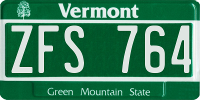 VT license plate ZFS764