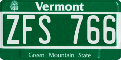 VT license plate ZFS766