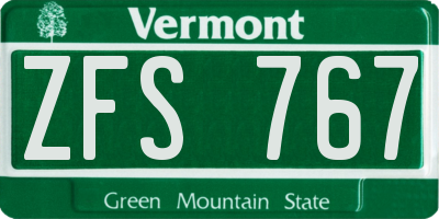 VT license plate ZFS767