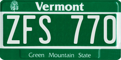 VT license plate ZFS770