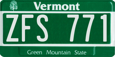 VT license plate ZFS771