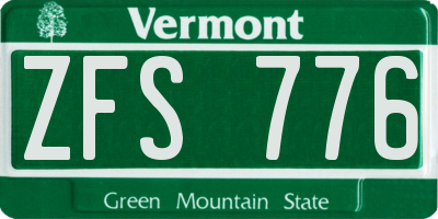 VT license plate ZFS776