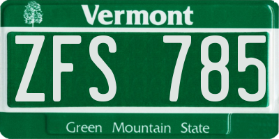 VT license plate ZFS785