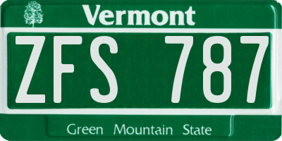 VT license plate ZFS787